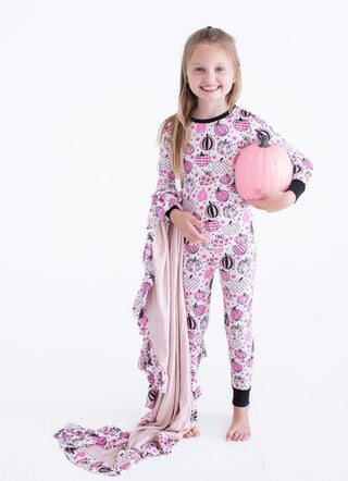 Girl's Bamboo Long Sleeve Pajama Set - Quinn (Pumpkins)Birdie BeanSize: 2T