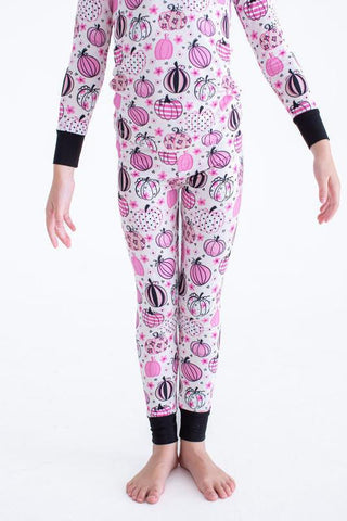 Girl's Bamboo Long Sleeve Pajama Set - Quinn (Pumpkins)Birdie BeanSize: 2T