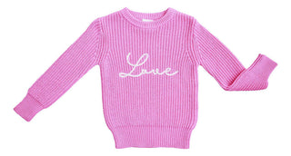 Birdie Bean Girl's Chunky Knit Sweater - Pink 'Love' 