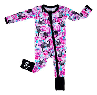 Birdie Bean Girl's Convertible Footie Romper - Buffy (Pumpkins with Cats and Spiders)