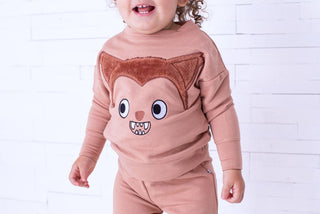 Birdie Bean Girl's Long Sleeve Crewneck Sweatshirt and Pants Outfit Set - Werewolf Furry