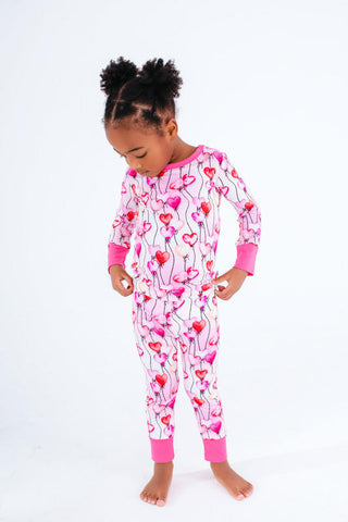 Birdie Bean Girl's Long Sleeve Pajama Set - Amara (Heart Balloons)