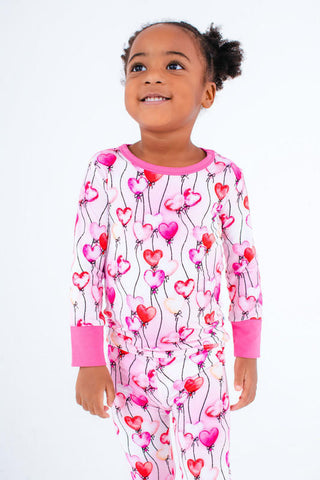 Birdie Bean Girl's Long Sleeve Pajama Set - Amara (Heart Balloons)