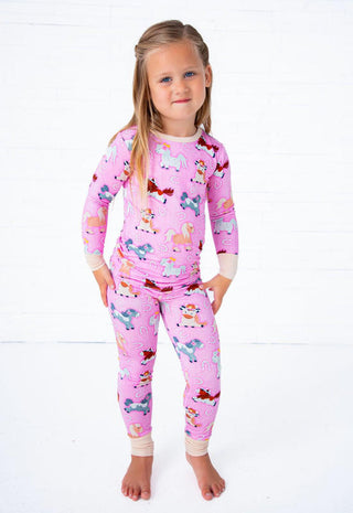 Birdie Bean Girl's Long Sleeve Pajama Set - Kelsea (Horses)