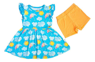 Birdie Bean Girls Short Sleeve Dress and Shorts Outfit Set - Sunny