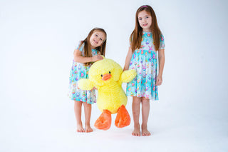 Birdie Bean Girl's Short Sleeve Dress - Elijah (Chick & Bunny Eggs)