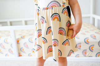 Birdie Bean Girls Short Sleeve Dress - Theo Rainbows