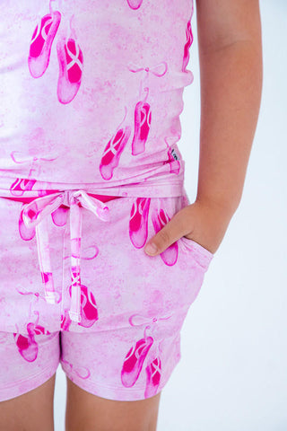 Birdie Bean Girl's Short Sleeve Lounge Pajama Set with Shorts - Odette (Ballet)