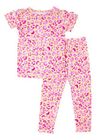 Birdie Bean Girls Short Sleeve Pajama Set - Lennon Pink Leopard