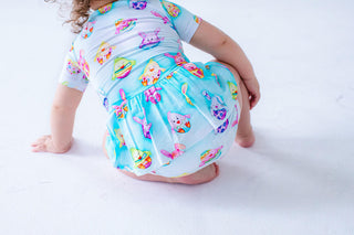 Birdie Bean Girl's Short Sleeve Twirl Bodysuit Dress - Elijah (Chick & Bunny Eggs)
