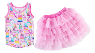 Birdie Bean Girl's Tank Top and Tulle Skirt Outfit Set - Harper (Birthday)