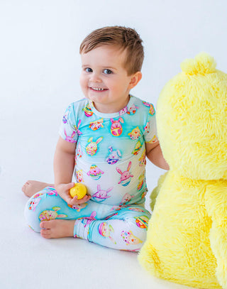 Birdie Bean Short Sleeve Pajama Set - Elijah (Chick & Bunny Eggs)