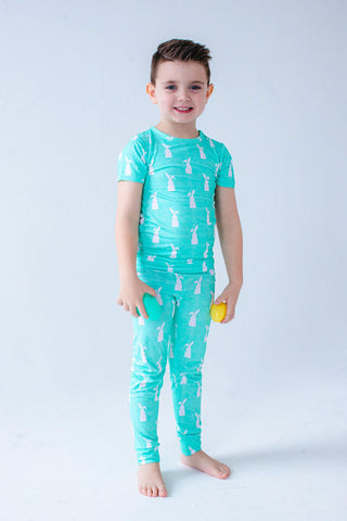 Birdie Bean Short Sleeve Pajama Set - Simon (Bunny On Mint)