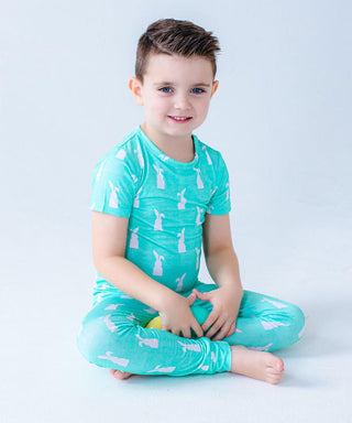 Birdie Bean Short Sleeve Pajama Set - Simon (Bunny On Mint)