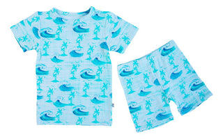 Birdie Bean Short Sleeve Pajama Set with Shorts - Chase Waves and Palm Trees
