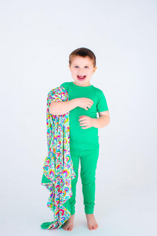 Birdie Bean Solid Short Sleeve Pajama Set - Clover (Green)