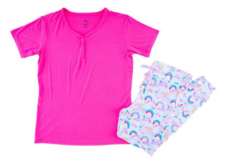 Birdie Bean Womens Short Sleeve Lounge Pajama Set - Penelope Rainbows