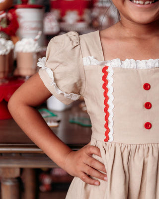 Eliza Cate and Co Girl's Holiday Twirl Dress - Gingerbread Girl 