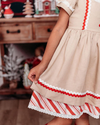 Eliza Cate and Co Girl's Holiday Twirl Dress - Gingerbread Girl 