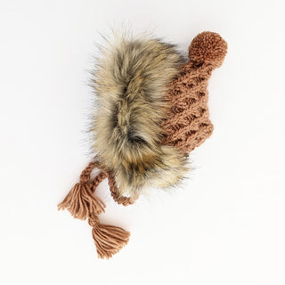 Huggalugs Knit Fur Bonnet - Pecan