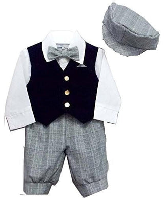 Just Darling Boy's Knickers Suit Outfit Set - Grey, Velvet & White