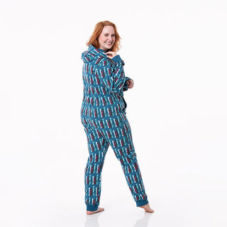 KicKee Pants Adult Fleece Jumpsuit with Hood - Twilight Skis
