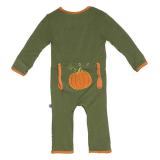 KicKee Pants Applique Coverall, Moss Pumpkin