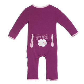 KicKee Pants Applique Coverall - Orchid Year of the Sheep