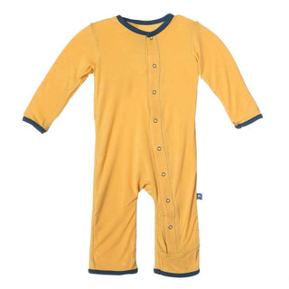 KicKee Pants Applique Coverall Romper- Fuzzy Bee Guitars