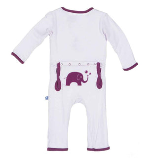 KicKee Pants Applique Coverall, Thistle Elephant