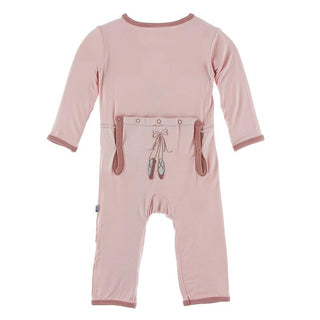 KicKee Pants Applique Coverall with Zipper - Baby Rose Ballet