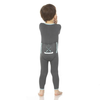 KicKee Pants Applique Coverall with Zipper - Stone Paddles and Canoe