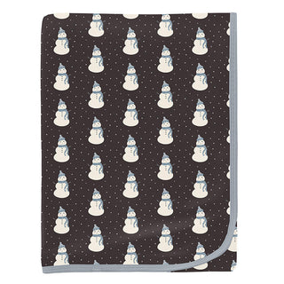 KicKee Pants Baby Boys Print Bamboo Swaddling Blanket - Midnight Tiny Snowman