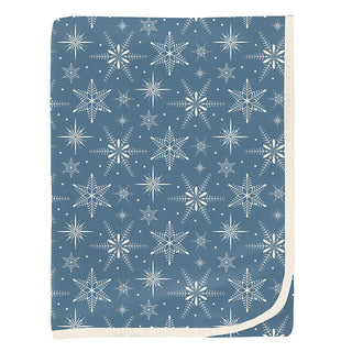 KicKee Pants Baby Boys Print Bamboo Swaddling Blanket - Parisian Blue Snowflakes