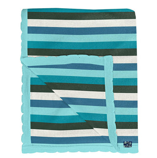 KicKee Pants Baby Boys Print Knitted Stroller Blanket, Ice Multi Stripe - One Size