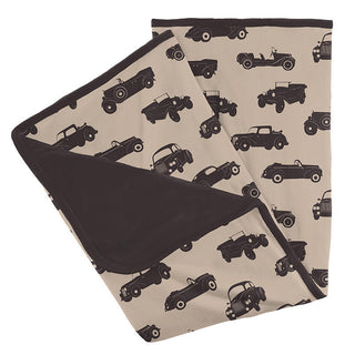 KicKee Pants Baby Boys Print Stroller Blanket, Burlap Vintage Cars - One Size