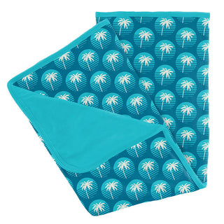 KicKee Pants Baby Boys Print Stroller Blanket - Cerulean Blue Palm Tree Sun