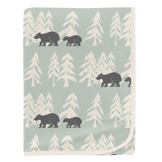 KicKee Pants Baby Boys Print Swaddling Blanket, Aloe Bears and Trees - One Size WCA22