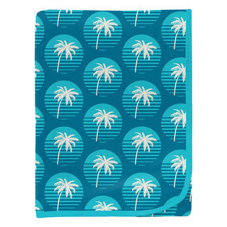 KicKee Pants Baby Boys Print Swaddling Blanket - Cerulean Blue Palm Tree Sun