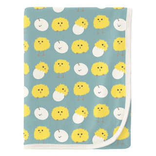 KicKee Pants Baby Boys Print Swaddling Blanket, Jade Peep Peeps - One Size