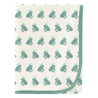 KicKee Pants Baby Boys Print Swaddling Blanket, Natural Frog Prince - One Size