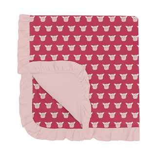 KicKee Pants Baby Girls Print Bamboo Ruffle Stroller Blanket - Cherry Pie Furry Friends
