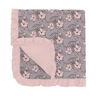 KicKee Pants Baby Girls Print Bamboo Ruffle Stroller Blanket - Feather Nautical Floral