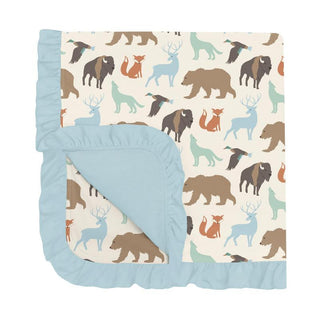 KicKee Pants Baby Girls Print Bamboo Ruffle Stroller Blanket - National Wildlife Federation