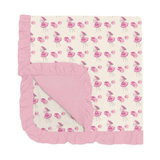 KicKee Pants Baby Girls Print Bamboo Ruffle Stroller Blanket - Natural Little Bo Peep 