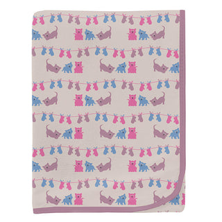 KicKee Pants Baby Girls Print Bamboo Swaddling Blanket - Latte 3 Little Kittens 