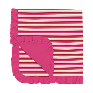 KicKee Pants Baby Girls Print Ruffle Stroller Blanket - Anniversary Candy Stripe