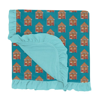 KicKee Pants Baby Girls Print Ruffle Stroller Blanket, Bay Gingerbread - One Size