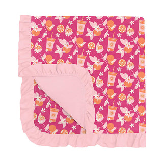 KicKee Pants Baby Girls Print Ruffle Stroller Blanket - Calypso Orange Cream