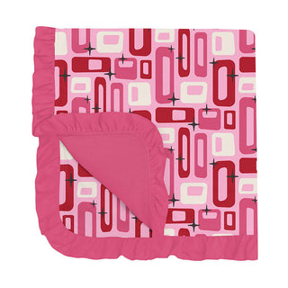 KicKee Pants Baby Girls Print Ruffle Stroller Blanket - Cotton Candy Mid Century Modern